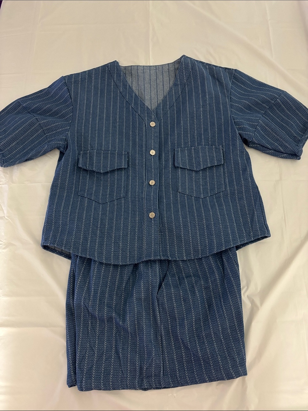 Women’s Blue Striped short Set -